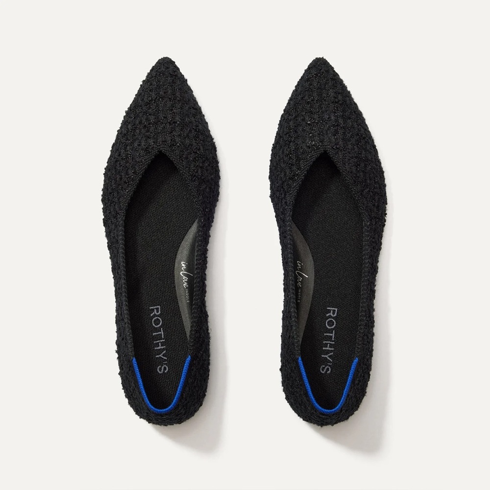 Rothy's Point II in Black Boucle. Size 8.5. NWT